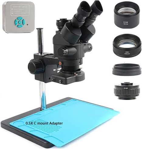 Microscope Kit 36MP 4K 1080p H_DMI USB Camera Camera Simul-Focal 3.5x-90x stereual Zoom Sterovice Microscople CTV Adapter Barlow Lens Microscoper (7-45x) in Kuwait