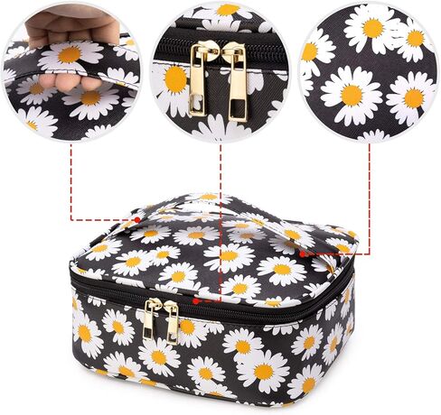 WANDF 3 Pieces Makeup Bag Toiletry Bag Portable Cosmetic Pouch Travel Organizer Water-resistant for Women (Brown Leopard) in Kuwait