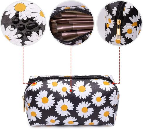 WANDF 3 Pieces Makeup Bag Toiletry Bag Portable Cosmetic Pouch Travel Organizer Water-resistant for Women (Brown Leopard) in Kuwait