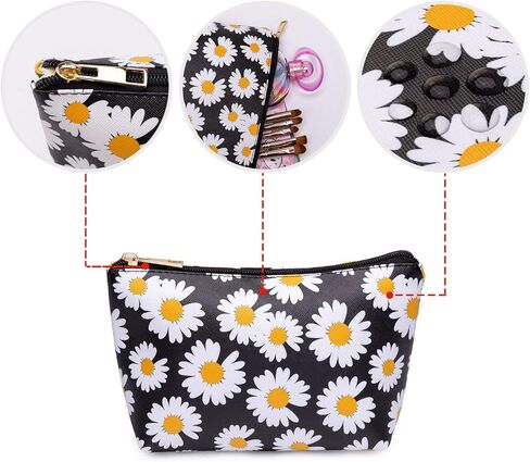 WANDF 3 Pieces Makeup Bag Toiletry Bag Portable Cosmetic Pouch Travel Organizer Water-resistant for Women (Brown Leopard) in Kuwait