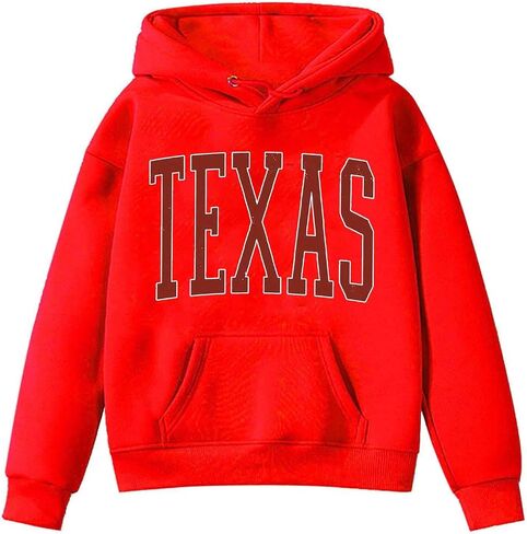 Texas Baby Girls' Graphic Hoodie Hooded Pull-On Sweatshirt Lightweight Hoodie Sweatshirt Shirts Fall Clothes 3-12 Years in Saudi Arabia