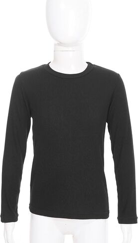 Kids Girls Slim Fit Round Neck Thermal Underwear Tops Basic Solid Color Long Sleeve Ribbed T-Shirts Undershirts in Saudi Arabia