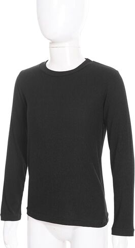 Kids Girls Slim Fit Round Neck Thermal Underwear Tops Basic Solid Color Long Sleeve Ribbed T-Shirts Undershirts in Saudi Arabia