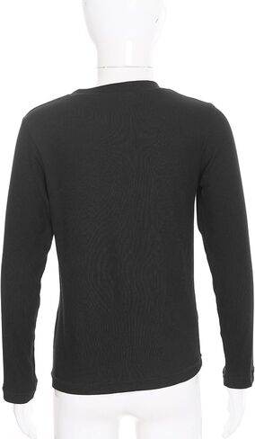 Kids Girls Slim Fit Round Neck Thermal Underwear Tops Basic Solid Color Long Sleeve Ribbed T-Shirts Undershirts in Saudi Arabia