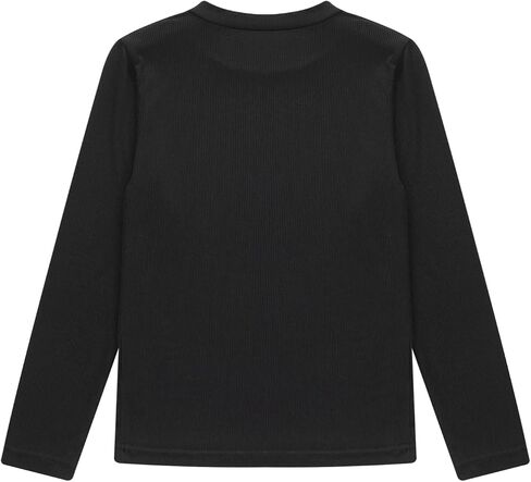 Kids Girls Slim Fit Round Neck Thermal Underwear Tops Basic Solid Color Long Sleeve Ribbed T-Shirts Undershirts in Saudi Arabia