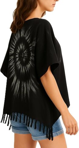 ATM Tie Dye Blouse Caftan Kaftan Poncho Cover Up Spiral Plus Size Handmade in Saudi Arabia