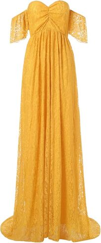 Maternity Floral Lace Dress Off Shoulder Maxi Photography Dress Fancy Pregnancy Gown for Daily Wearing Baby Shower Photoshoot in Kuwait