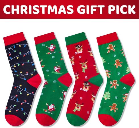 HAPPYPOP Funny Christmas Gifts Crazy Christmas Socks for Women Men, Gingerbread Gnome Reindeer Light Up Christmas Socks in Saudi Arabia