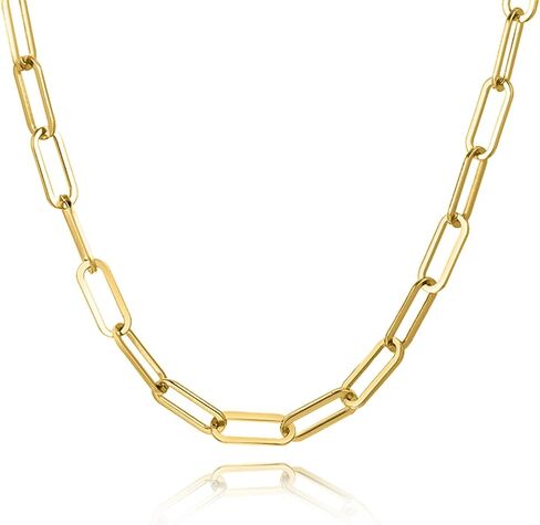 مونون 3 ملم 14 قيراط صندوق مشبك ورق مطلي بالذهب خرزة على شكل ثعبان متعرج سلسلة قلادة للنساء والرجال 17 بوصة in Kuwait