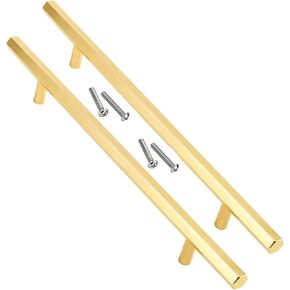 Wardrobe Door Handles,2 Pack Aluminum Alloy Cabinet Knobs T Bar Hexagon Kitchen Door Levers for Bathroom,Closet,Wardrobe,Furniture Hardware(OneColor,Hole Distance 160mm)