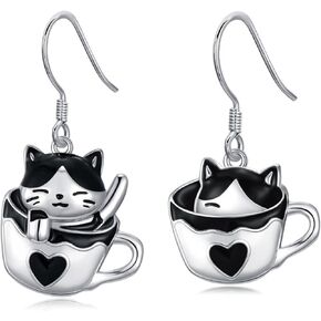 Cat/Guinea Pig/Panda/Pig Earrings Sterling Silver Animal with Book Earrings Dangle Cartoon Anime Earrings Cute Animal Jewelry Gifts for Women Teen Girls Teacher