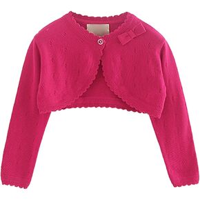 Toddler Baby Girls Long Sleeve Bolero Cardigan Knitted Shru𝐠 Button Closure Lace Cropped Sweaters Tops Outwear