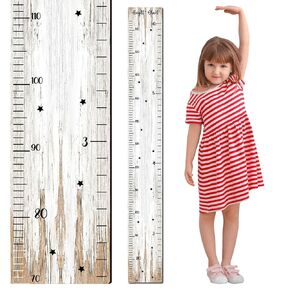 Kids Growth Chart for Wall - Dual Scale Height Measurement Ruler, Natural Wooden Height Chart Tracker Children's Height Chart Ruler Writable Growth Recording Area Nursery Wall Decor for Kids
