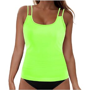 قمم Tankini للنساء بدلة الاستحمام المتواضعة لائقة فضفاضة بالإضافة إلى حجم السباحة للسباحة للنساء 2025 (لا يوجد قاع)