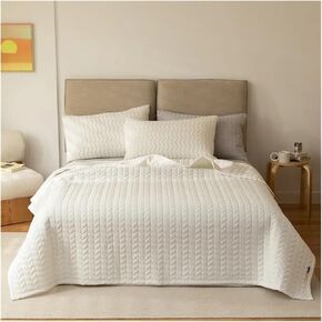White Style Cotton Bed Linen Geometry Double Bedspread on The Bed Mattress Cover Couple Bed Quilt Blanket Bed Plaid Bed duvets Bed Four Pieces Set(D,3pcs 240cmx250cm)