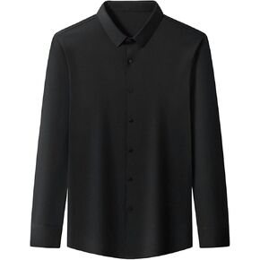 Long Sleeve Stylish Shirts for Men Solid Lightweight Slim Shirts Classic Casual Business Button Down Dress Shirt