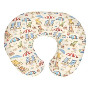 Neutral Summer Beach Nursing Pillow Covers for Boy Girl Surfboard Coconut Seashells Sun Balls Nursery Slipcover for Breastfeeding Pillows Seaside Soft Stretchy Removable Covers for Newborn Infant