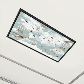 6 Pack Fluorescent Light Covers world map for kids cute cartoon planes air balloons Children s map for Decorative Magnetic Ceiling Light Covers Shade Panel for Classroom Office Drop Ceiling 4 x 2 ft