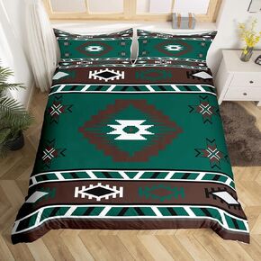 Erosebridal Rustic Western Bedding Set Toddler Size Vintage Tribal Duvet Cover for Teens Exotic Ethnic Indian Quilt Cover Farmhouse Southwestern Room Decor Bed Set with 1 Pillow Case,Brown