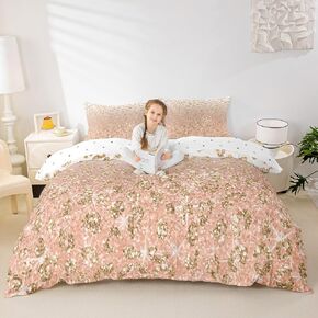 Cute Pig Bedding Set for Girls Boys Kids Toddler Size Groovy Flower Comforter Cover Room Decor Nature Theme Duvet Cover Palm Leaf 2Pcs Bedclothes Breathable Soft Lightweight Microfiber