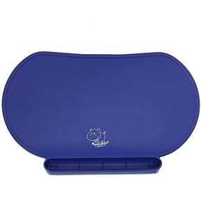 Silicone Children's Place Mat - Baby Mumbo | Food-Grade Quality with Unique Raised Edges for Spill Prevention | Lightweight, Portable, and Spill-Proof Tray (Bashful Blue)