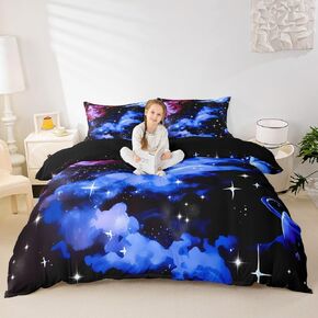 Blue and Cyan Bedding Set Toddler Size Geometry Abstract Lines Duvet Cover Teens Bedroom Decor Geometric Comforter Cover Breathable Soft Lightweight Women Men Modern Art Blue With 1 Pillow Case