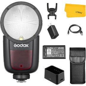 Godox V1 V1S V1-S Round Head Camera Flash for Sony, 76Ws 2.4G TTL Wireless Speedlite HSS 1/8000, 10 Level LED Modeling, with Godox XPro-S Flash Trigger, Compatible for Sony Camera