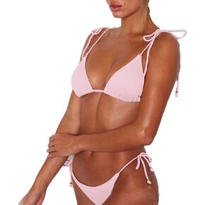 Women Halter String Triangle Bikini Sets Two Piece Swimsuit Sexy Swimwear Thong Swimsuit Tie Side Swimwear Bathing Suit