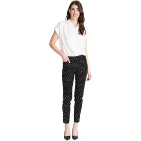 SLIM-SATION Women's Pull On Ankle Pant with Tummy Control Panel, Black/White Print, 2 in Kuwait