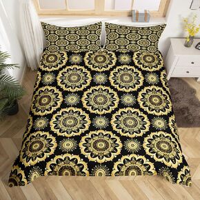 jejeloiu Pink Yellow Flower Bedding Set Toddle Size Floral Print Duvet Cover for Kids Boys Girls Cartoon Cute Comforter Cover Set Nature Bedspread Cover 2Pcs