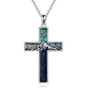 YFN Mountain Necklace Sterling Silver Turquoise Mountain Pendant Teardrop Jewelry Gifts for Women Girls in Kuwait