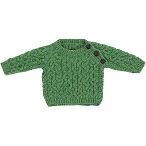 Saol Classic Aran Cable Sweater for Kids: Crew Neck ، 100 ٪ Merino Wool Celtci Knit Made in Ireland