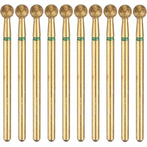 HARFINGTON 10pcs 200-230 Grits Diamond Grinding Bit 4mm Ball Head 2.35mm Shank 4mm Length Titanium Plated Stone Sanding Drill Bits Rotary Tool for Nails Grinding Polishing
