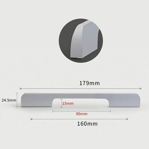 Wardrobe Door Handles,Aluminum Alloy Bathroom Modern Bedroom Knobs knockers Drawer Handles Dresser Pulls Kitchen Hardware,Silver,2 Pack(Hole Distance 192mm) in Saudi Arabia