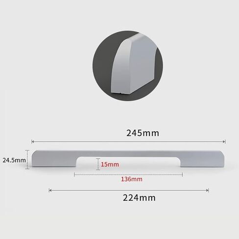 Wardrobe Door Handles,Aluminum Alloy Bathroom Modern Bedroom Knobs knockers Drawer Handles Dresser Pulls Kitchen Hardware,Silver,2 Pack(Hole Distance 192mm) in Saudi Arabia