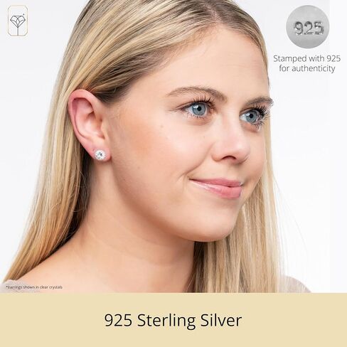 Amazon Collection Sterling Silver Crystal Halo Clear Stud Earrings in Saudi Arabia