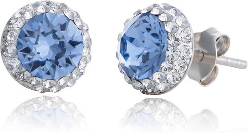 Amazon Collection Sterling Silver Crystal Halo Clear Stud Earrings in Saudi Arabia