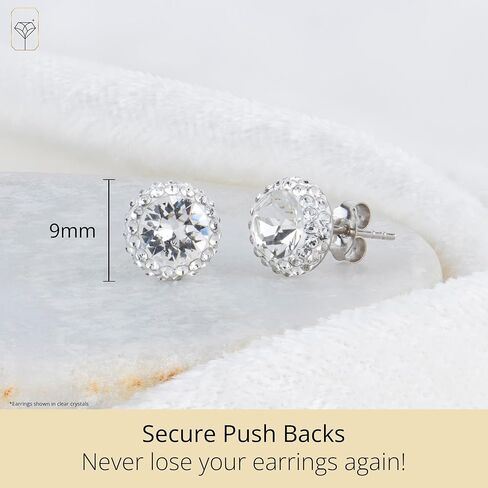 Amazon Collection Sterling Silver Crystal Halo Clear Stud Earrings in Saudi Arabia