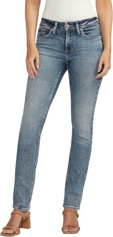Silver Jeans Co. Women's Suki Mid Rise Curvy Fit Straight Leg Jeans, Med Wash EAE283, 32W x 31L in Saudi Arabia