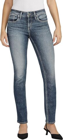 Silver Jeans Co. Women's Suki Mid Rise Curvy Fit Straight Leg Jeans, Med Wash EAE283, 32W x 31L in Saudi Arabia