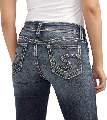 Silver Jeans Co. Women's Suki Mid Rise Curvy Fit Straight Leg Jeans, Med Wash EAE283, 32W x 31L in Saudi Arabia