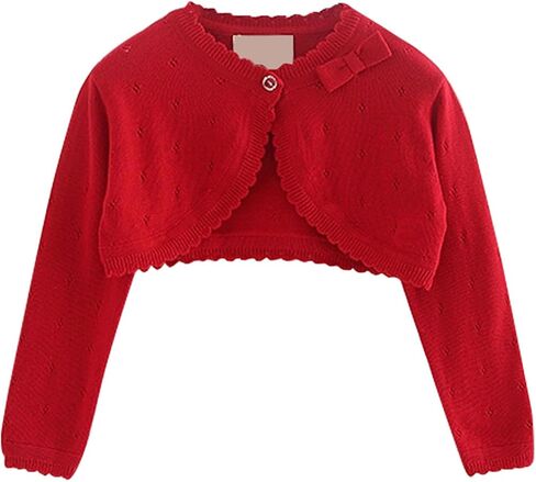 Toddler Baby Girls Long Sleeve Bolero Cardigan Knitted Shru𝐠 Button Closure Lace Cropped Sweaters Tops Outwear in Saudi Arabia