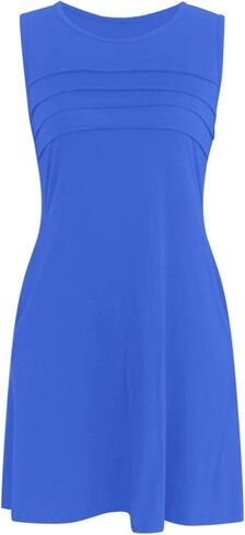 Womens Pleated Front Tank Dresses Fashion Casual Sleeveless Pockets Dress Top Selling Summer Dresses in Saudi Arabia