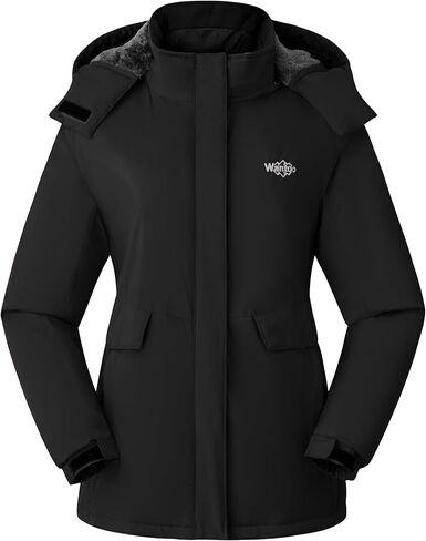 سترة تزلج نسائية مقاومة للماء من Wantdo، معطف شتوي دافئ، معاطف ثلج مقاومة للرياح، معطف واق من المطر من الصوف الدافئ in Kuwait