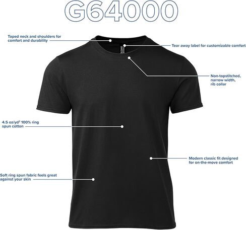 Gildan Softstyle Cotton T-Shirt, Style G64000, Multipack, White (12-Pack) in Kuwait