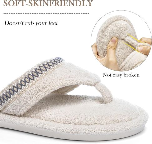 Flip Flops House Slippers for Women Indoor House Shoes with Soft Terry Cloth Ladies Thong Slippers with Non-Slip Sole and Memory Foam in Kuwait