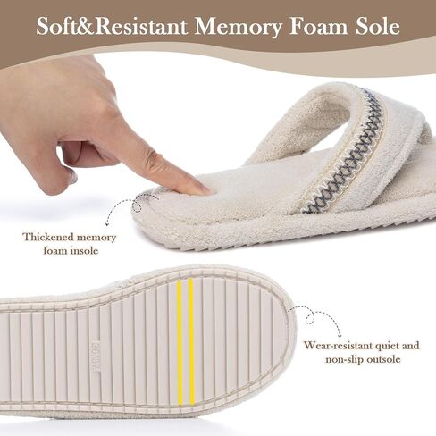 Flip Flops House Slippers for Women Indoor House Shoes with Soft Terry Cloth Ladies Thong Slippers with Non-Slip Sole and Memory Foam in Kuwait