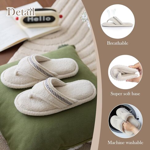 Flip Flops House Slippers for Women Indoor House Shoes with Soft Terry Cloth Ladies Thong Slippers with Non-Slip Sole and Memory Foam in Kuwait