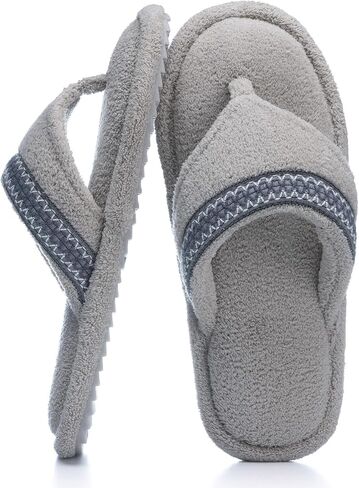 Flip Flops House Slippers for Women Indoor House Shoes with Soft Terry Cloth Ladies Thong Slippers with Non-Slip Sole and Memory Foam in Kuwait