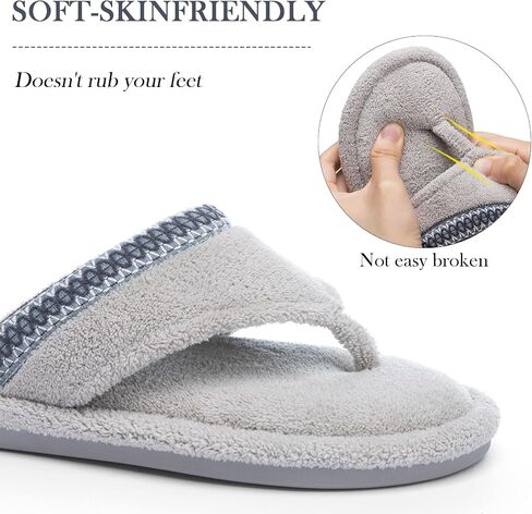 Flip Flops House Slippers for Women Indoor House Shoes with Soft Terry Cloth Ladies Thong Slippers with Non-Slip Sole and Memory Foam in Kuwait